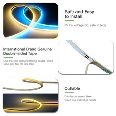 3mm 5V COB LED Strip Light Flexible 400Led/m High Density USB COB Led Tape Light