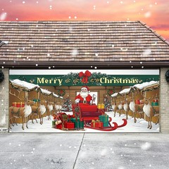 Tingjoo 7 x 16 ft Christmas Garage Door Cover Banner 7 x 16 ft, red