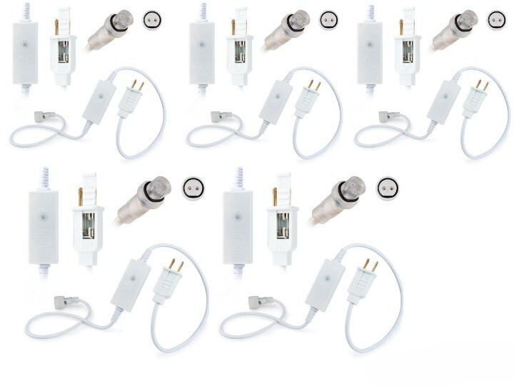 5 PK LED Rope Power Cord w/ Attached Connection Cap Mode-Changing 8-Modes 1Meter