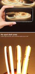 12V 24V RA90 Flexible High Bright Tape LED COB Strip 3mm 5mm 8mm 10mm Light Bar