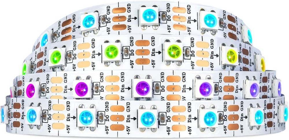 SEZO WS2812B LED Strip Light 3.3FT 60LEDs, White IP30 Non-Waterproof
