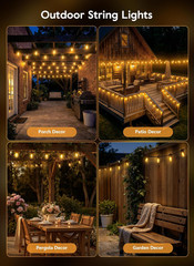 100FT Solar-String-Lights-Outdoor-Waterproof, 31+2LED S14 Shatterproof Bulb, Pat