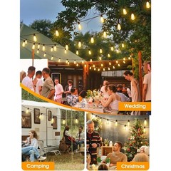 Dimmable 25ft Outdoor String Lights LED Waterproof Shatterproof Energy Saving US