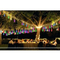 384 LED Meteor Shower Fairy Lights Falling Rain 8 Tube Icicle Outdoor Tree Decor