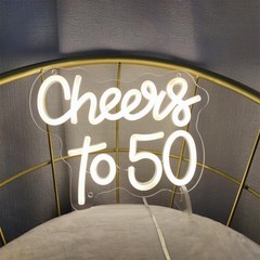 Cheers to 50 Years Neon Sign 50th Anniversary Decorations, LED Lights Sign 50…