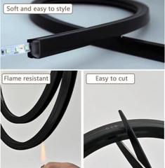 Black Surface Silicone LED Neon Strip Lights 10*10mm 12V / 24V Dotless Light
