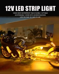 Car Led Strip Lights 12″ Connectable Amber LEDs Light Strips for Cars Motorcy…