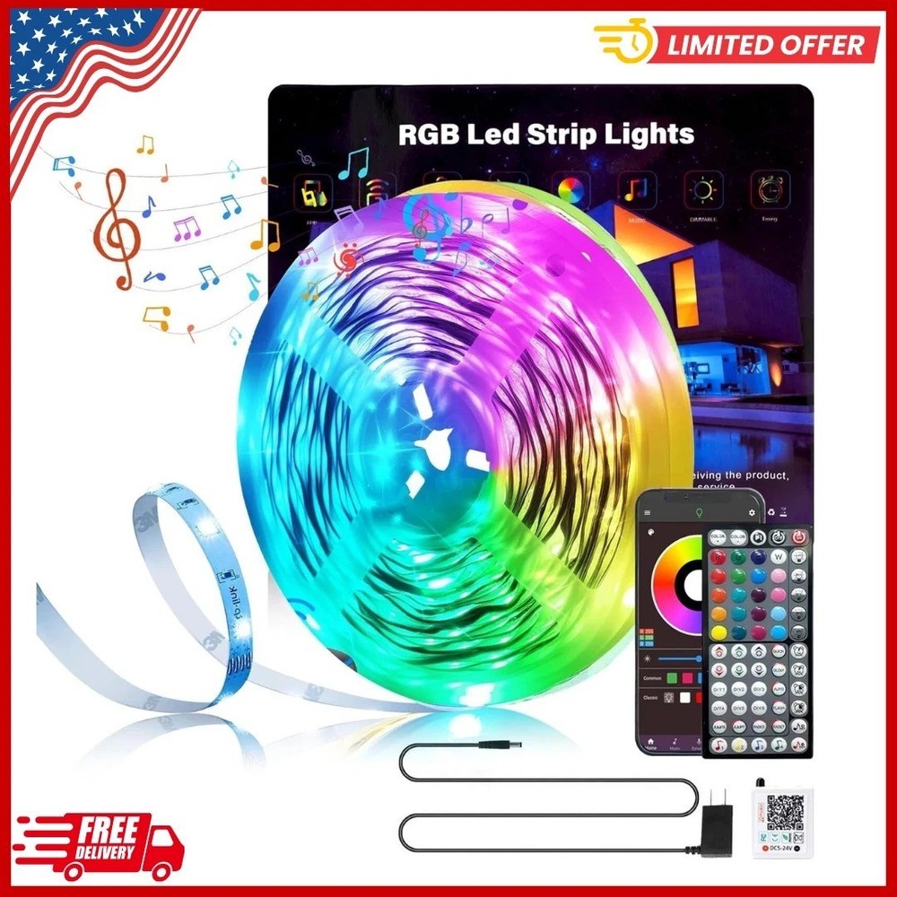 100Ft LED Strip Lights, Smart Light with App Remote Control, RGB LED Lights for