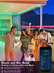 50Ft Outdoor LED Strip Lights Waterproof IP65 RGB w/ Remote & App Control