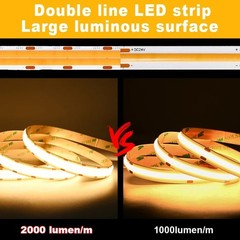 Double Row COB LED Strip 600 LEDs/M 24V Flexible FOB LED Tape Light For Decor