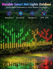 RGB Smart Net Lights 4x10ft, 600 LED Waterproof Mesh with App/Remote Control