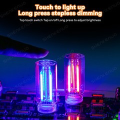 2PC Blue Neon Glow Decor Boat Light Bulbs Car Party + USB Touch Night Light