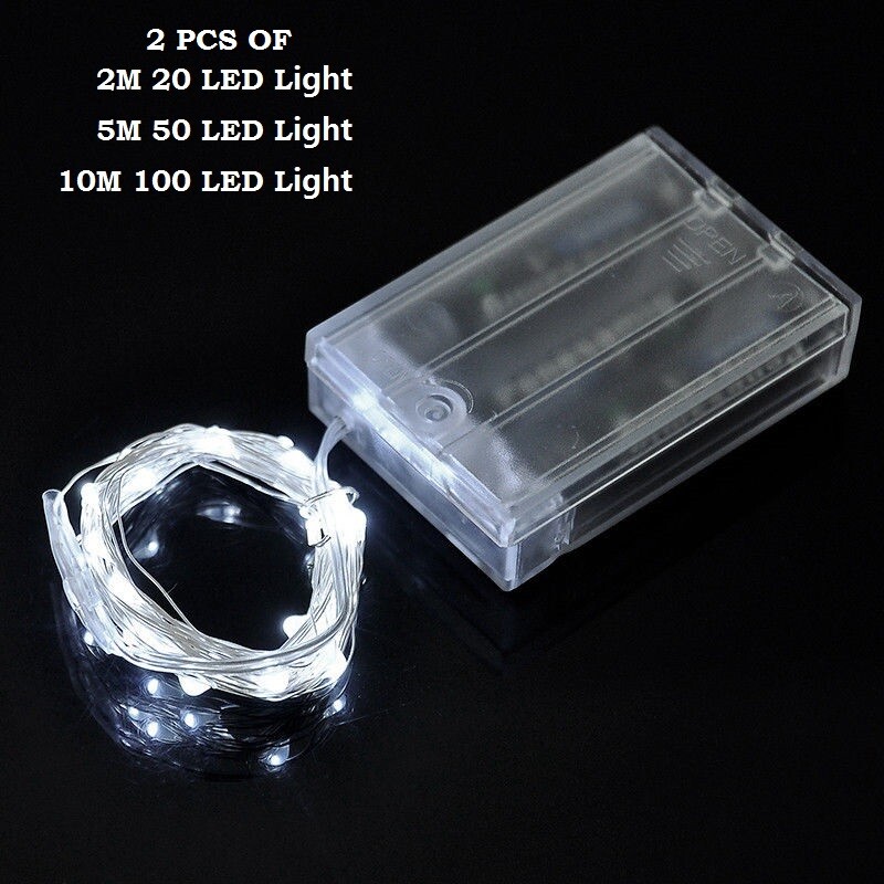 2 Sets 20-100 LED String Fairy Lights Copper Wire Battery Powered Waterproof