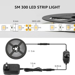 5M 10M Super Bright 2835 Daylight White 6000K LED Strip Dimmable Tape Lights 12V