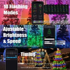 Christmas Tree Waterfall String Lights RGB Outdoor/Indoor Waterproof Smart Fairy