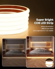 COB LED Strip Light 110V 120V 6FT LED Light Strip 3000K 6.56ft/2M Warm White
