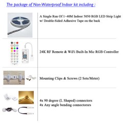 Off Car/Boat 12V Battery 1~40M Waterproof RGB LED Strip Light WiFi Music Sync