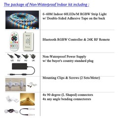 Bluetooth RGB+W 60M 50M 40M 30M 20M 10M RGBW LED Strip Light Waterproof 12V PSU