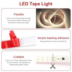 16.4FT LED Strip Light AC 110V-120V LED Rope Lights 16.4ft Cold White 6000K