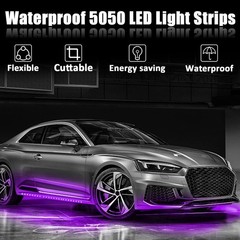 Purple 5PCS 12V 12″ 15SMD Flexible LED Strip Light Waterproof For Car Truck Boat