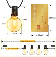 25FT Outdoor String Lights, Waterproof Connectable Shatterproof Outside Light…