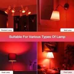 EvaStary LED Red Light Bulb 60W Equivalent, A19 LED E26 Base Red Color Light