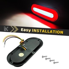 1 Pair Clear lens 6″ Inch Oval Halo 52 LEDs Trailer lights LED Red Stop Turn …