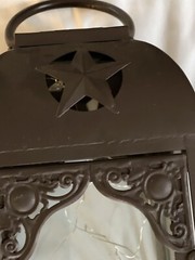 Brown Metal & Glass Star Solar Lantern String Led Lights 14×6” River’s Edge