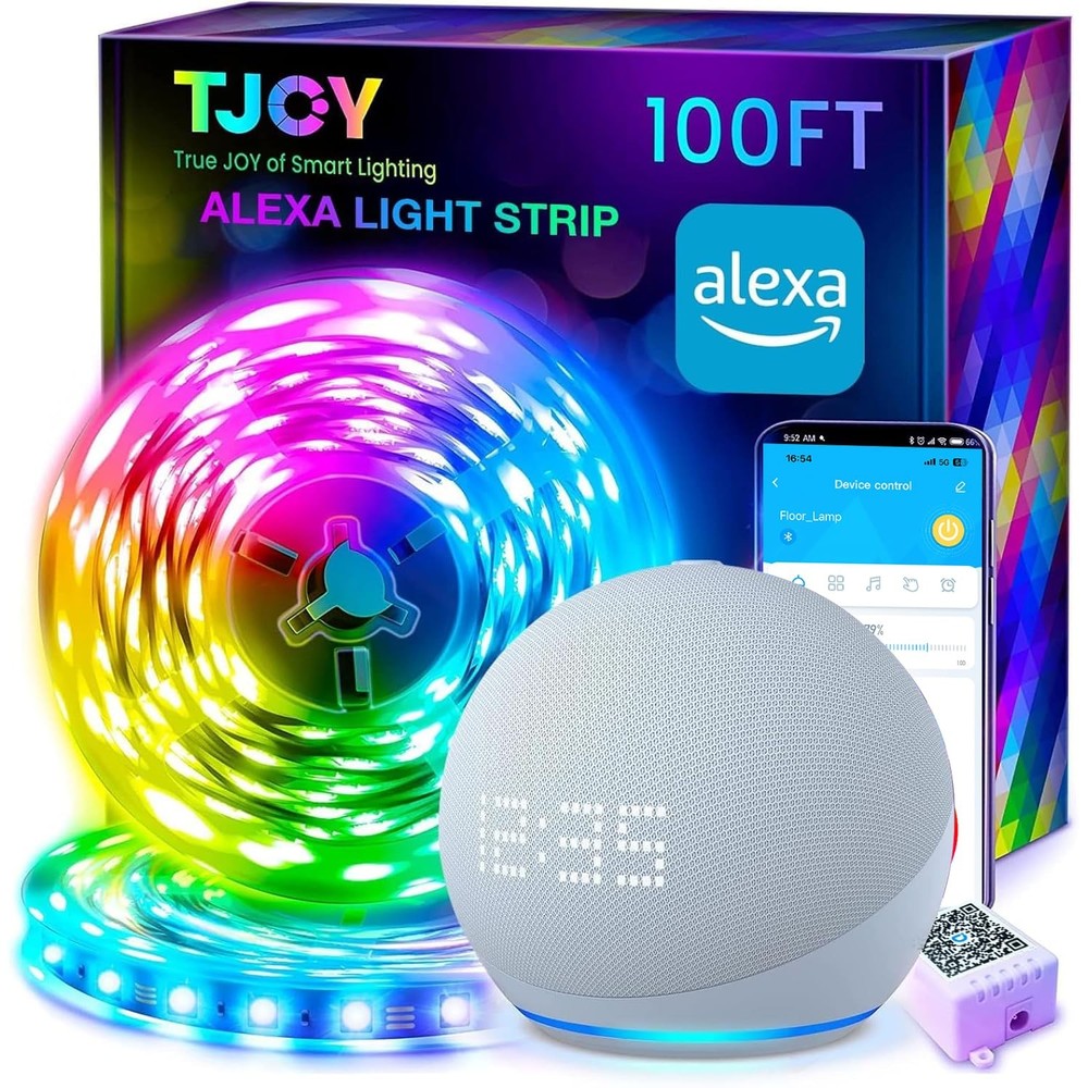 TJOY 100ft Smart Led Strip Lights for Bedroom, Work with 100 ft, Multicolor