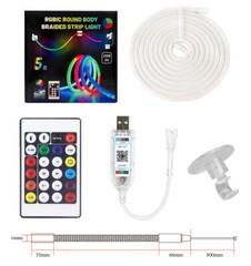 USA 5V WS2811 360 Degree Round RGB USB Waterproof Neon LED Strip Lights Flexible