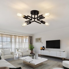 Asgyisa Industrial 4-Lights Semi Flush Mount Ceiling Light Fixture Modern Metal