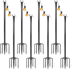 4 Pack String Light Poles for Outside, Thickened Metal Christmas Lights Hanger P