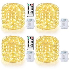 4 Pack Battery Fairy Lights with Remote, 160FT 480LED, Warm White