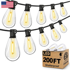 Tenmiro 200Ft Outdoor String Lights Ultra Long Led Patio Lights Shatterproof