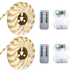 Dimmable 13.2ft Battery Powered LED Strip Lights, Warm White, Waterproof, Remote