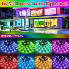 Smart LED Strip Lights 25FT w/ 44 Keys IR Remote App Control Adhesive Backing