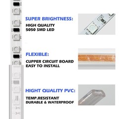 5050-60 Type AC 110-120V White LED Strip Lights, Flexible/Waterproof/Dimmable…