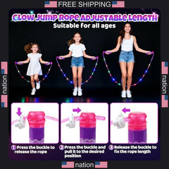 Led jump rope for kids and girls flashing colorful light up skipping rope