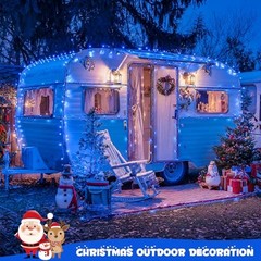 2 Pack 100 LED Blue Christmas Lights Battery Operated 66 ft Waterproof