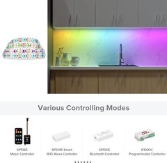 SEZO WS2812B LED Strip Light 3.3FT 60LEDs, White IP30 Non-Waterproof
