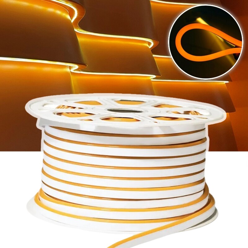 US 110V LED Neon Lights Orange Holiday Decor Flexible Waterproof LED Light Strip