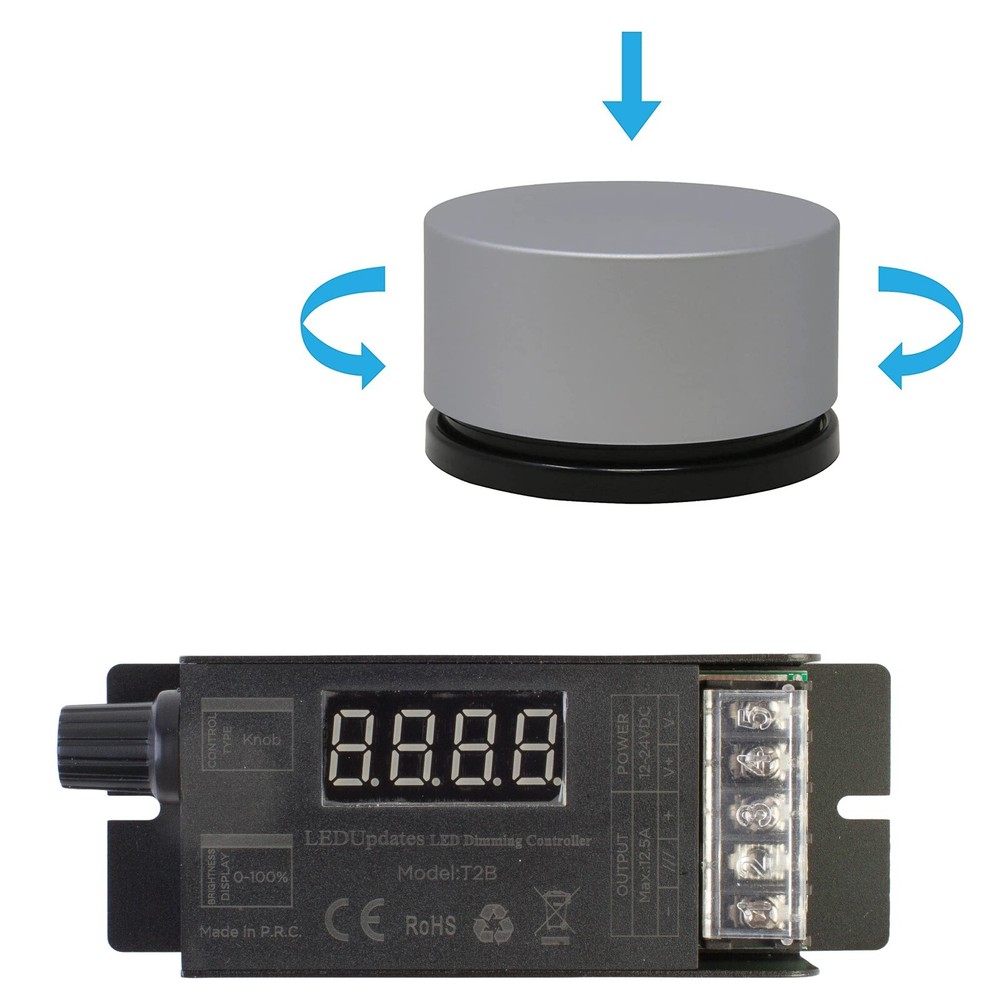 LED Light Dimmer Switch, Wireless Remote Dimming Controller 12v 24v 150w