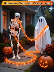 10.5 Ft Halloween Chain String Lights 175 LED Orange Plastic Indoor Outdoor D…