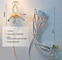Set of 2 Accessory Cord with 2 Led Light Bulb 6 Ft White Cord with On/Off Switch