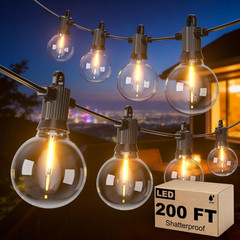 50FT Solar String Lights Outdoor Waterproof IP65 with Usb-Charging , Solar Power