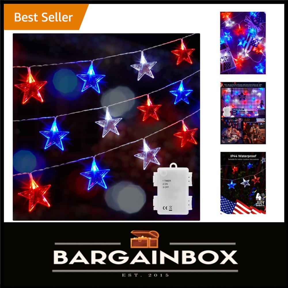 Energy-Saving 6FT Waterproof Independence Day Star String Lights – 30 LEDs