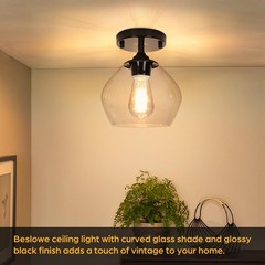 Beslowe Modern Semi Flush Mount Ceiling Light Clear Glass Shade Industrial