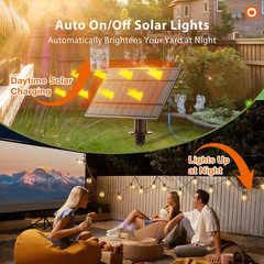 addlon 50FT Solar String Lights Outdoor Waterproof with Remote, G40 Globe Solar