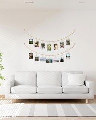 2 Pack 4 Ft Photo String with Clips, Boho Wooden Bead Garland Picture String