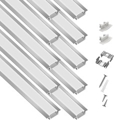10-Pack 6.6Ft/2Meter Silver Recessed LED Aluminum Channel for LED Strip Lights D